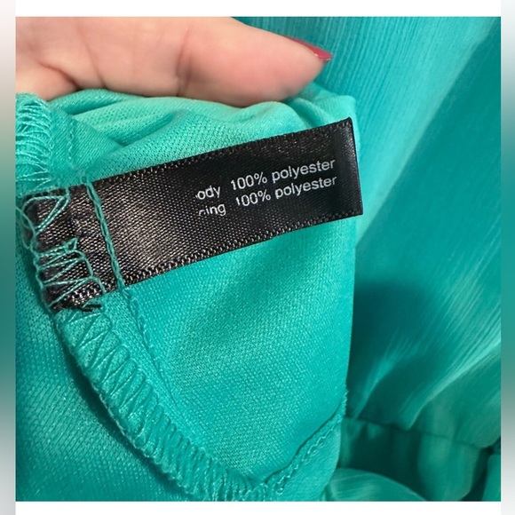 Express Green V-Neck Elastic Waist Mini Dress  Small Beach Vacation Brunch - Picture 4 of 7